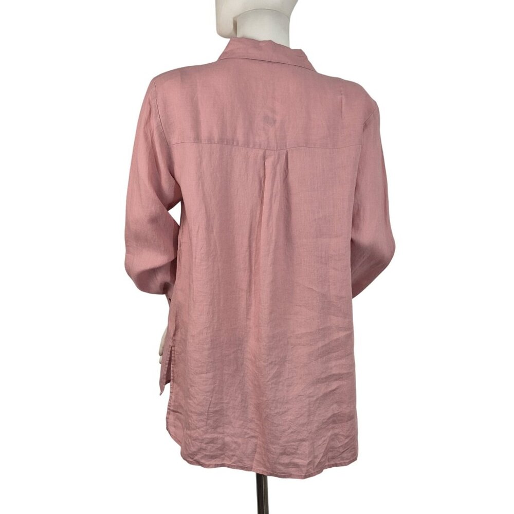 Eileen Fisher Women's Shirt Size Classic Long Sleeve Button Up Pink Pale (60) - Picture 4 of 12